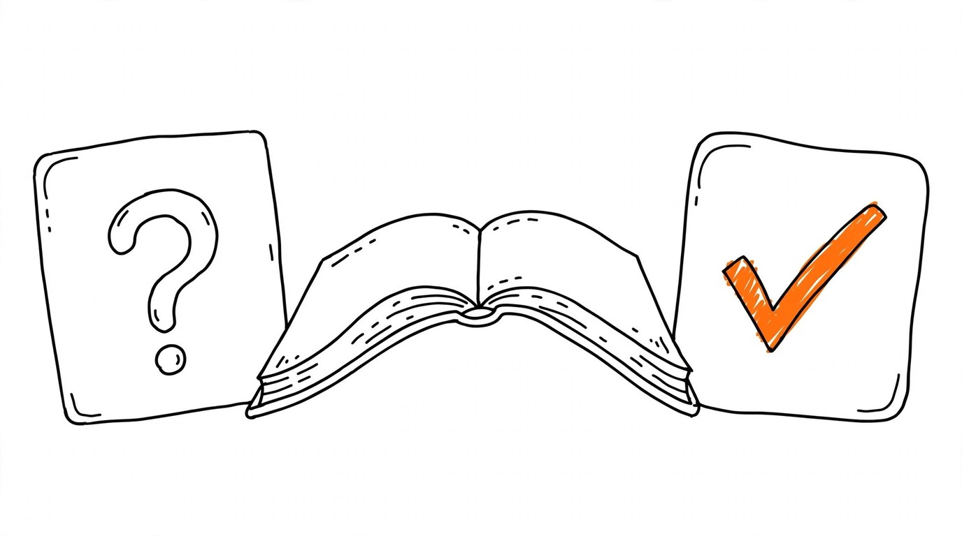 Hand-drawn tracker box labeled Binom sending an orange envelope along a dotted postback line toward a pixel flag, with a return ticket carrying a click ID token back to the box